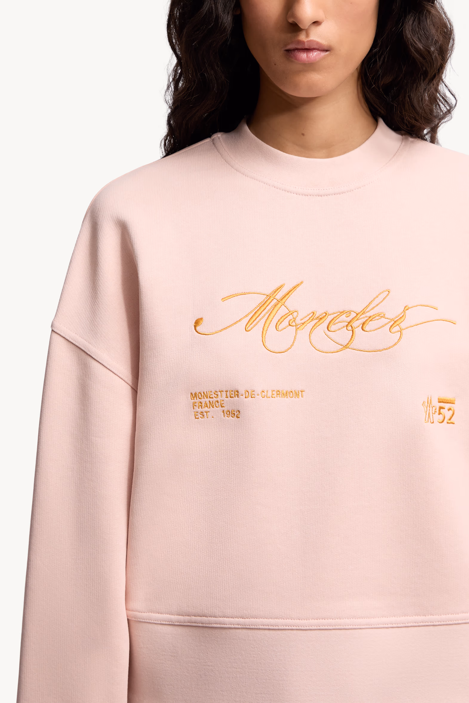 Embroidered Cotton Sweatshirt Women Light Pink Moncler 6